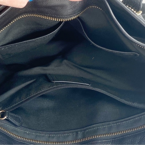 COACH F12184 Black Pebbled Leather TOWN Tote Shoulder Bag Purse Gold Hardware - Picture 6 of 16